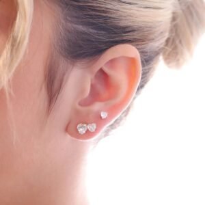 Trio de Brincos Ponto de Luz Coração